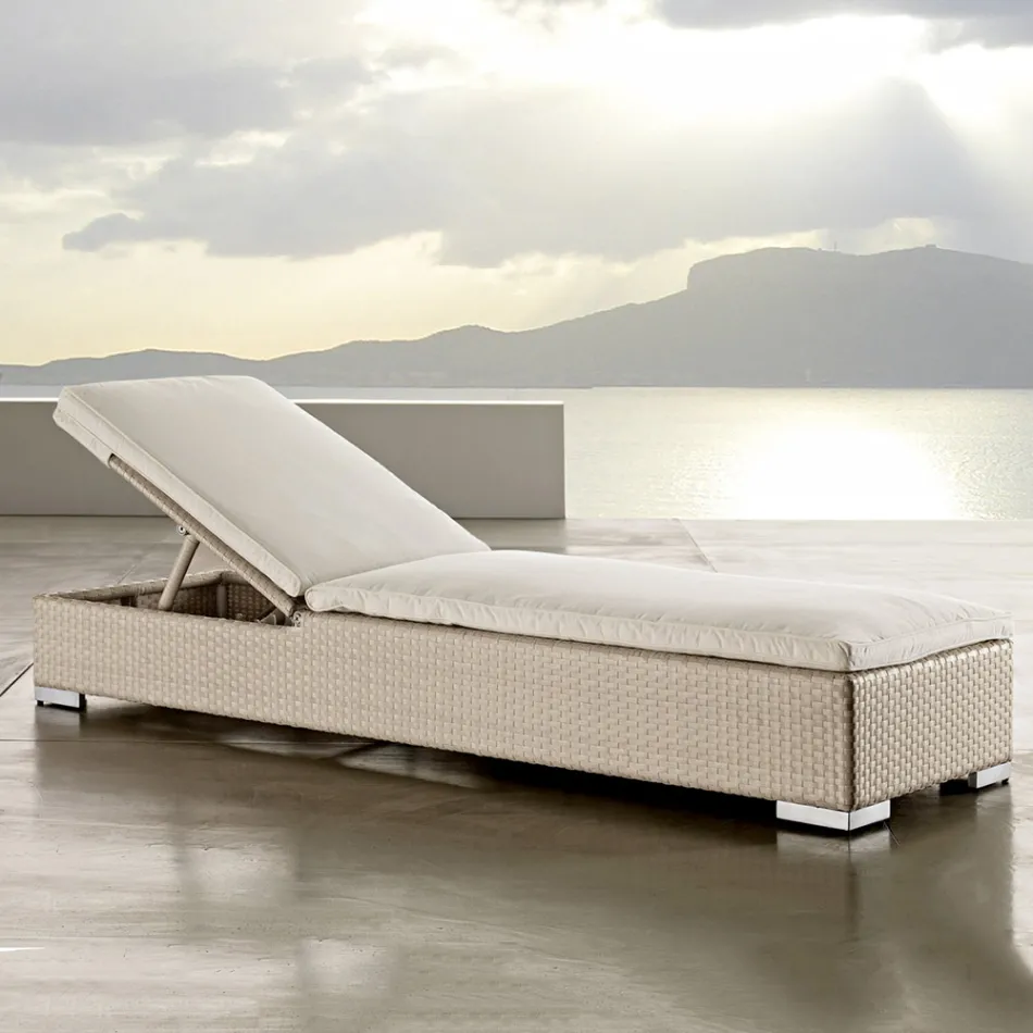 Garden Sunbed in Hand Woven Polyrattan - Experia Viadurini