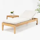Teak and Rope Weave Garden Lounger - Jhon Viadurini