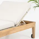 Teak and Rope Weave Garden Lounger - Jhon Viadurini