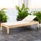 Teak and Rope Weave Garden Lounger - Jhon Viadurini