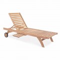Modern Reclining Garden Teak Sunbed with Wheels - Canary