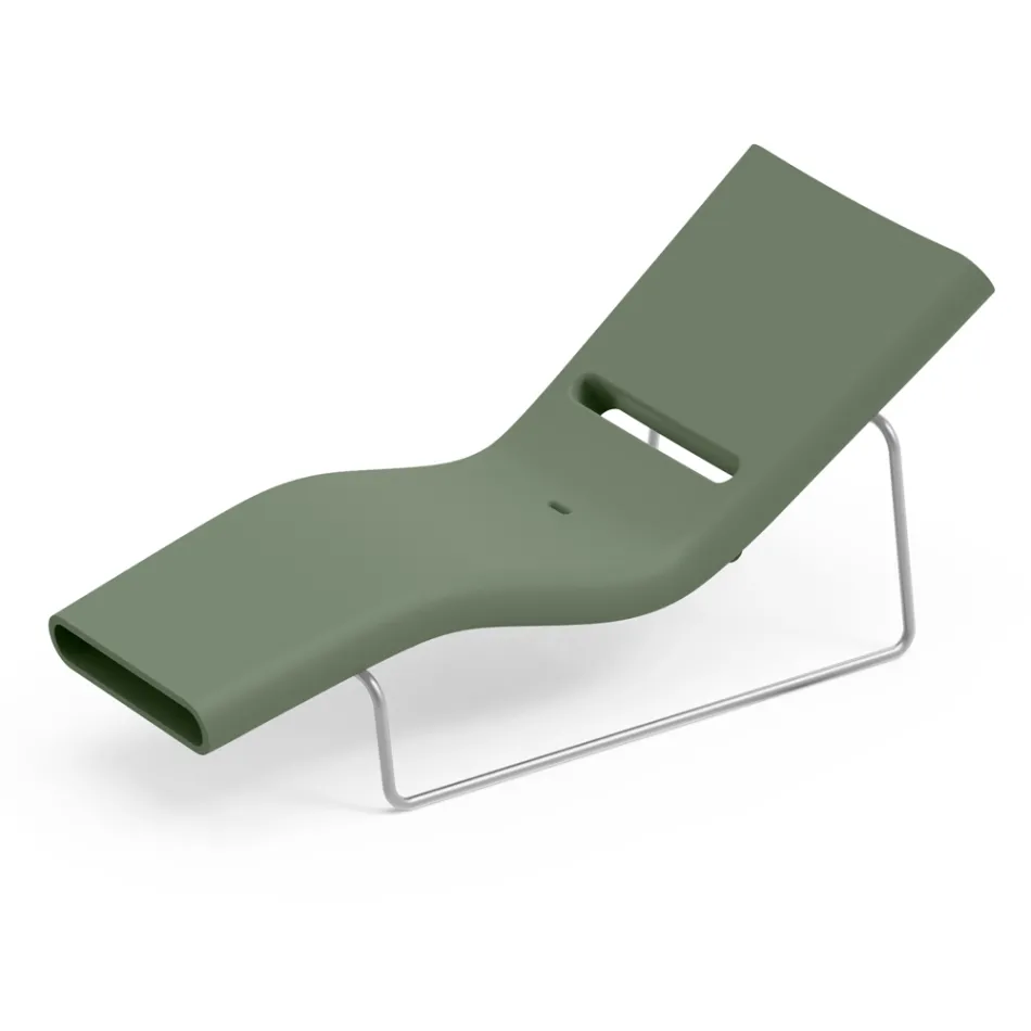 Garden Lounger in Polyethylene of Different Colors with Metal Support - Bollo Viadurini