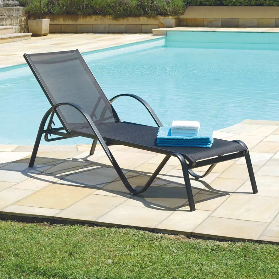 Stackable Garden Lounger in Aluminum and Textilene - Spero Viadurini