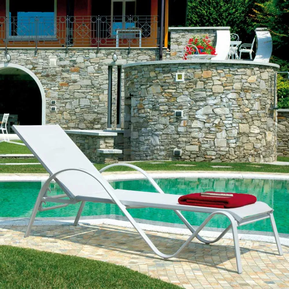 Stackable Garden Lounger in Aluminum and Textilene - Spero Viadurini