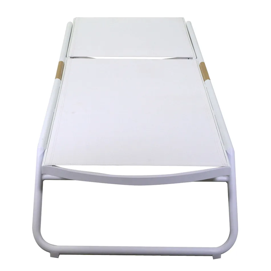 Aluminium and Textilene Cot with Polywood Insert - Ink Viadurini