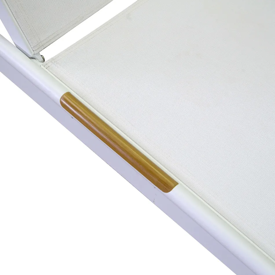 Aluminium and Textilene Cot with Polywood Insert - Ink Viadurini