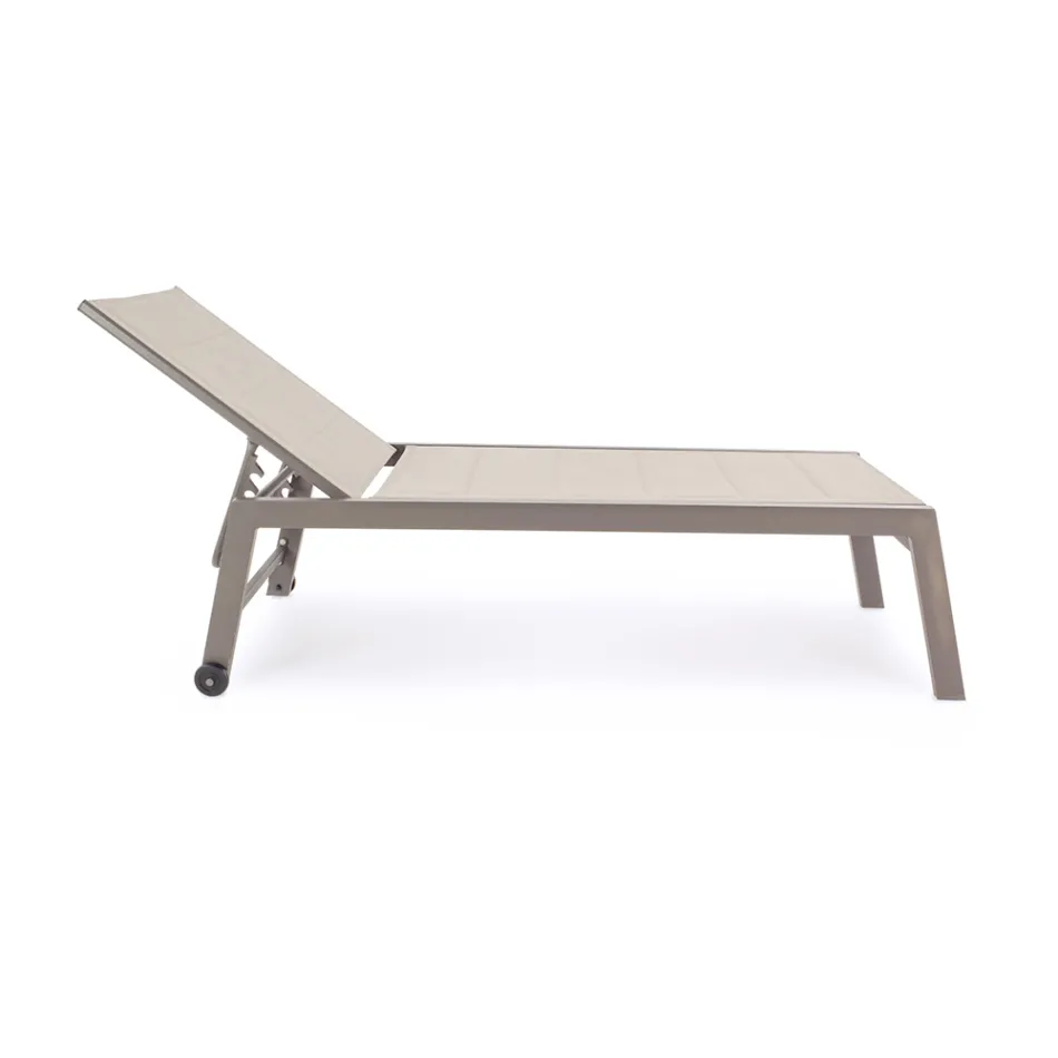 Modern Garden Sunbed in Aluminum with Wheels for Outdoors - Franz Viadurini