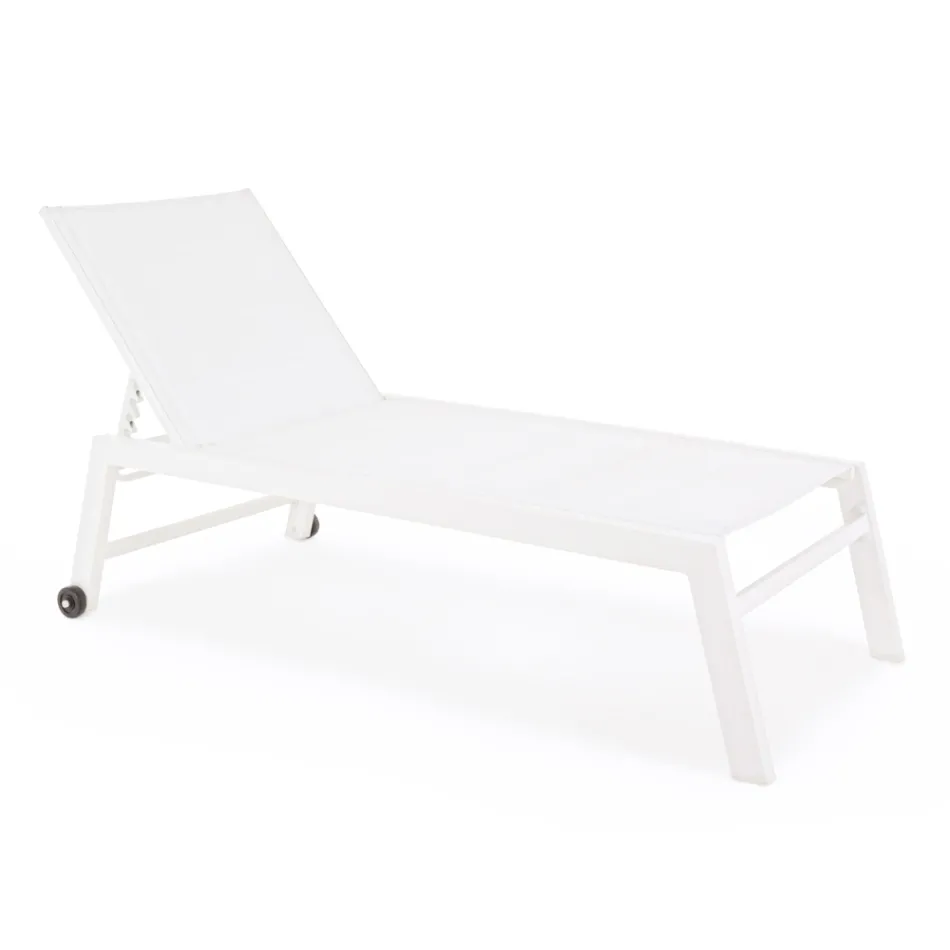Modern Garden Sunbed in Aluminum with Wheels for Outdoors - Franz Viadurini