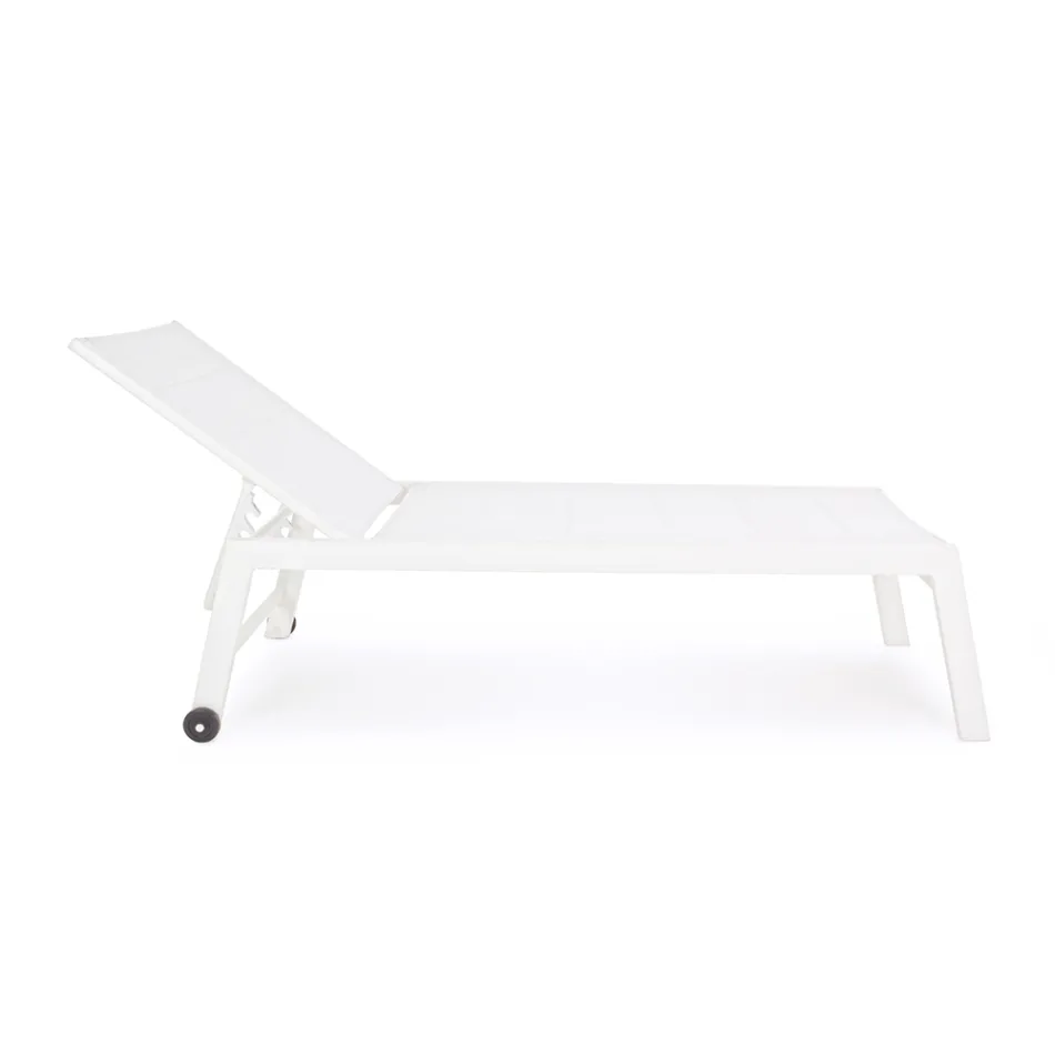 Modern Garden Sunbed in Aluminum with Wheels for Outdoors - Franz Viadurini