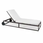 Garden Sun Lounger in Aluminum, Wheels and Reclining Backrest - Julie Viadurini