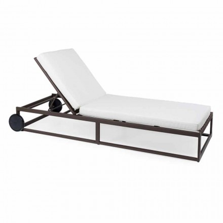 Garden Sun Lounger in Aluminum, Wheels and Reclining Backrest - Julie Viadurini