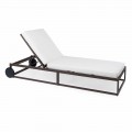 Garden Sun Lounger in Aluminum, Wheels and Reclining Backrest - Julie