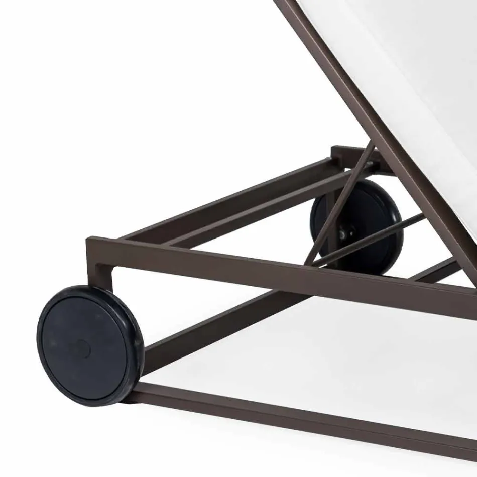 Garden Sun Lounger in Aluminum, Wheels and Reclining Backrest - Julie Viadurini
