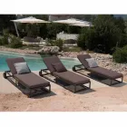 Garden Sun Lounger in Aluminum, Wheels and Reclining Backrest - Julie Viadurini