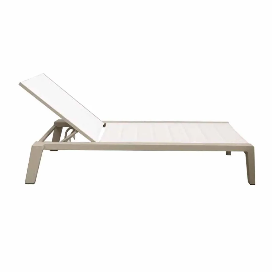 Aluminum Sunbed with Textilene Cushion, 3 Finishes - Moira Viadurini