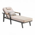 Aluminum Sunbed and Teak Armrests with Headrest - Moira