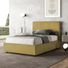 120x200 cm Bed with Rectangle Headboard in Microfiber Made in Italy - Brina Viadurini