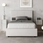 120x200 cm Bed with Rectangle Headboard in Faux Leather Made in Italy - Brina Viadurini