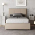 120x200 cm Bed with Rectangle Headboard in Faux Leather Made in Italy - Brina Viadurini