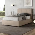 120x200 cm Bed with Rectangle Headboard in Faux Leather Made in Italy - Brina Viadurini
