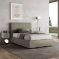 120x200 cm Bed with Rectangle Headboard in Faux Leather Made in Italy - Brina