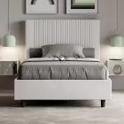 120x200 cm Bed with Headboard Decorated with Vertical Lines Made in Italy - Pattini Viadurini