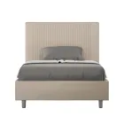 120x200 cm Bed with Headboard Decorated with Vertical Lines Made in Italy - Pattini Viadurini