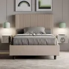 120x200 cm Bed with Headboard Decorated with Vertical Lines Made in Italy - Pattini Viadurini