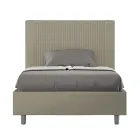 120x200 cm bed with headboard decorated with vertical lines, Made in Italy - Pattini Viadurini