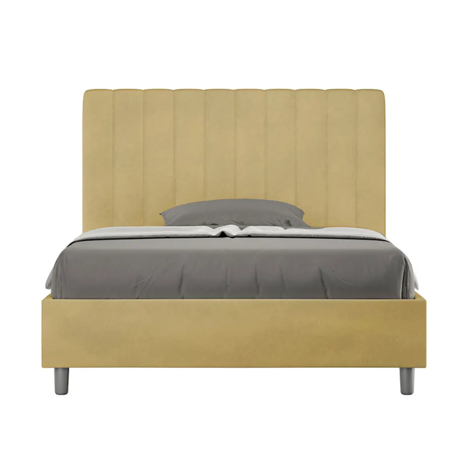 120x200 cm Microfiber Bed with Symmetrical Vertical Lines Made in Italy - Glove Viadurini