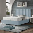 120x200 cm Microfiber Bed with Symmetrical Vertical Lines Made in Italy - Glove Viadurini