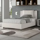 120x200 cm Bed with Headboard and Faux Leather Cushions Made in Italy - Olimpiadi Viadurini