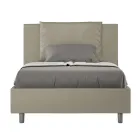 120x200 cm Bed with Headboard and Faux Leather Cushions Made in Italy - Olimpiadi Viadurini