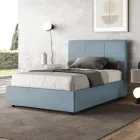 140x200 cm Bed with Rectangle Headboard in Microfiber Made in Italy - Brina Viadurini