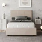 140x200 cm Bed with Rectangle Headboard in Microfiber Made in Italy - Brina Viadurini