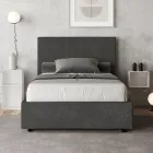 140x200 cm Bed with Rectangle Headboard in Microfiber Made in Italy - Brina Viadurini