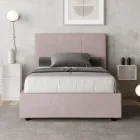 140x200 cm Bed with Rectangle Headboard in Microfiber Made in Italy - Brina Viadurini