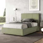 140x200 cm Bed with Rectangle Headboard in Microfiber Made in Italy - Brina Viadurini
