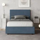 140x200 cm Bed with Rectangle Headboard in Microfiber Made in Italy - Brina Viadurini