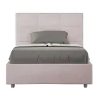 140x200 cm Bed with Rectangle Headboard in Microfiber Made in Italy - Brina Viadurini