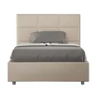 140x200 cm Bed with Rectangle Headboard in Faux Leather Made in Italy - Brina Viadurini