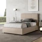 140x200 cm Bed with Rectangle Headboard in Faux Leather Made in Italy - Brina Viadurini