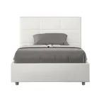 140x200 cm Bed with Rectangle Headboard in Faux Leather Made in Italy - Brina Viadurini