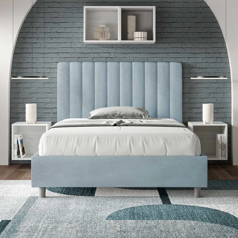 140x200 cm Microfiber Bed with Symmetrical Vertical Lines Made in Italy - Glove Viadurini