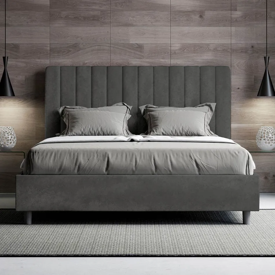 140x200 cm Microfiber Bed with Symmetrical Vertical Lines Made in Italy - Glove Viadurini
