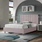 140x200 cm Microfiber Bed with Symmetrical Vertical Lines Made in Italy - Glove Viadurini