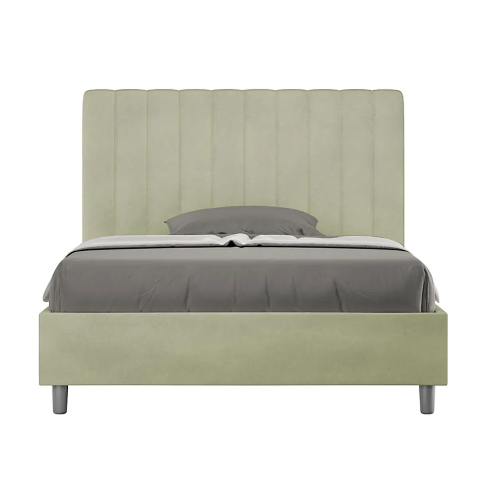 140x200 cm Microfiber Bed with Symmetrical Vertical Lines Made in Italy - Glove Viadurini