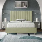 140x200 cm Microfiber Bed with Symmetrical Vertical Lines Made in Italy - Glove Viadurini