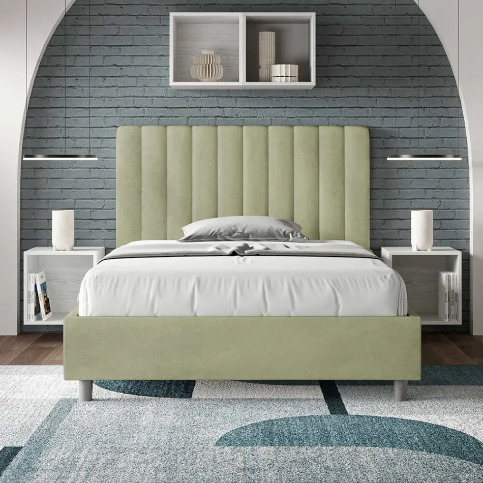 140x200 cm Microfiber Bed with Symmetrical Vertical Lines Made in Italy - Glove Viadurini