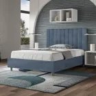 140x200 cm Microfiber Bed with Symmetrical Vertical Lines Made in Italy - Glove Viadurini